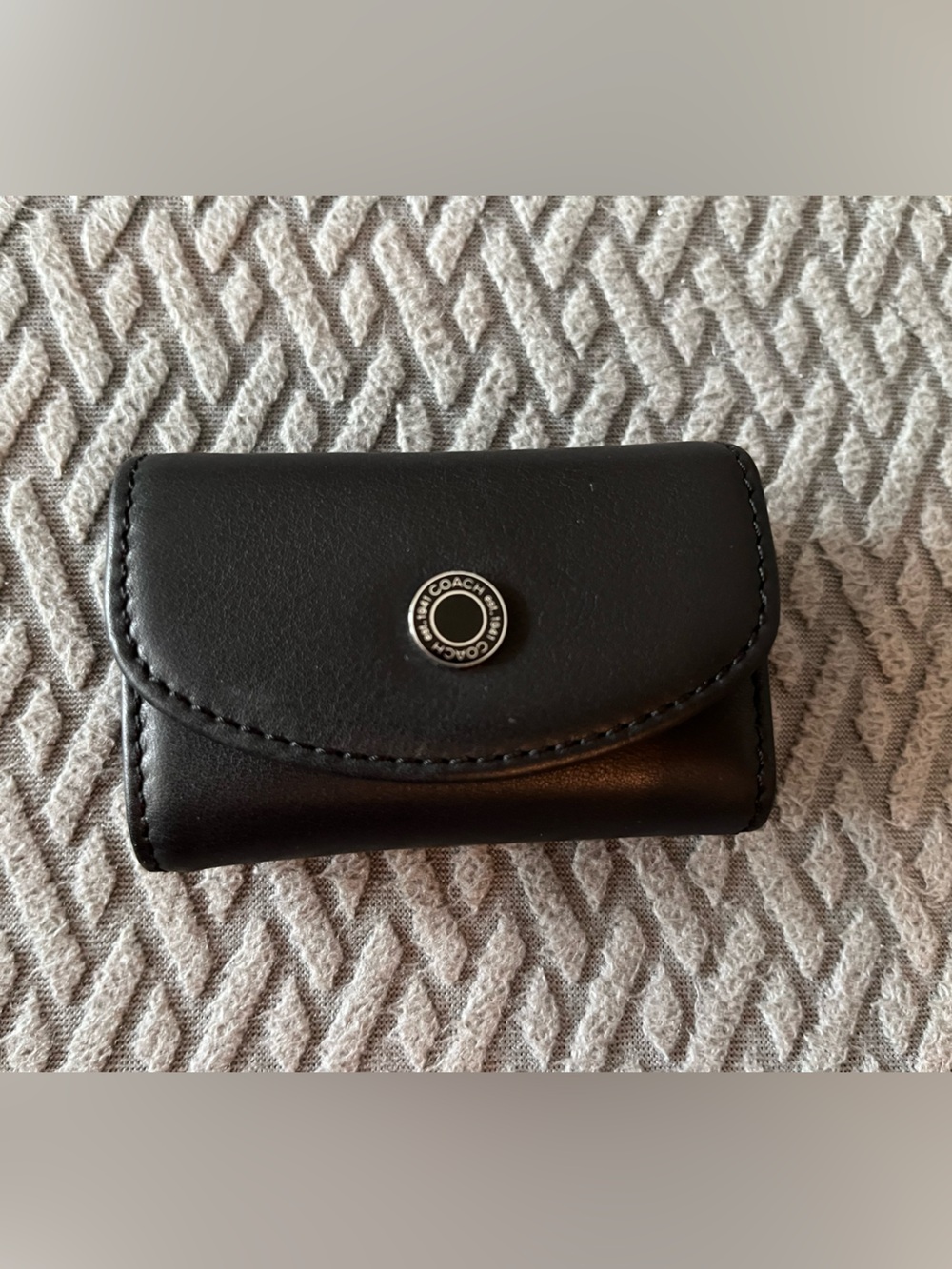 Coach Black Leather Snap Contact Case